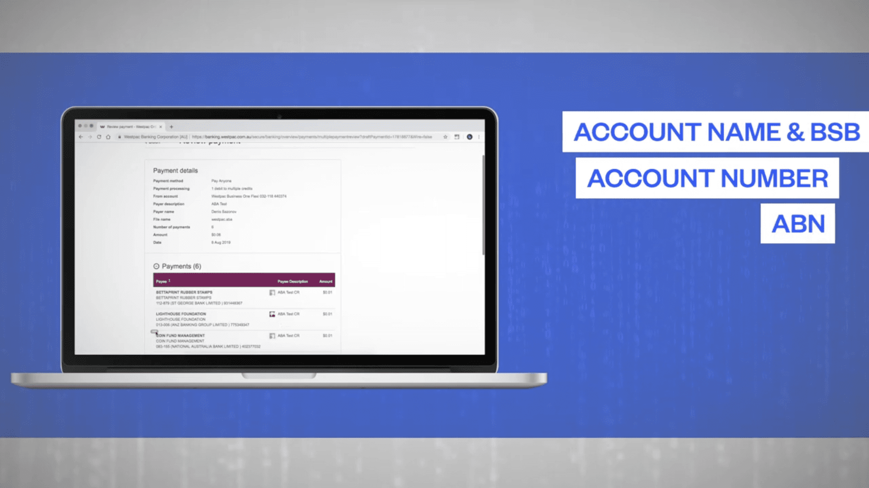 How Eftsure verifies account details via Westpac