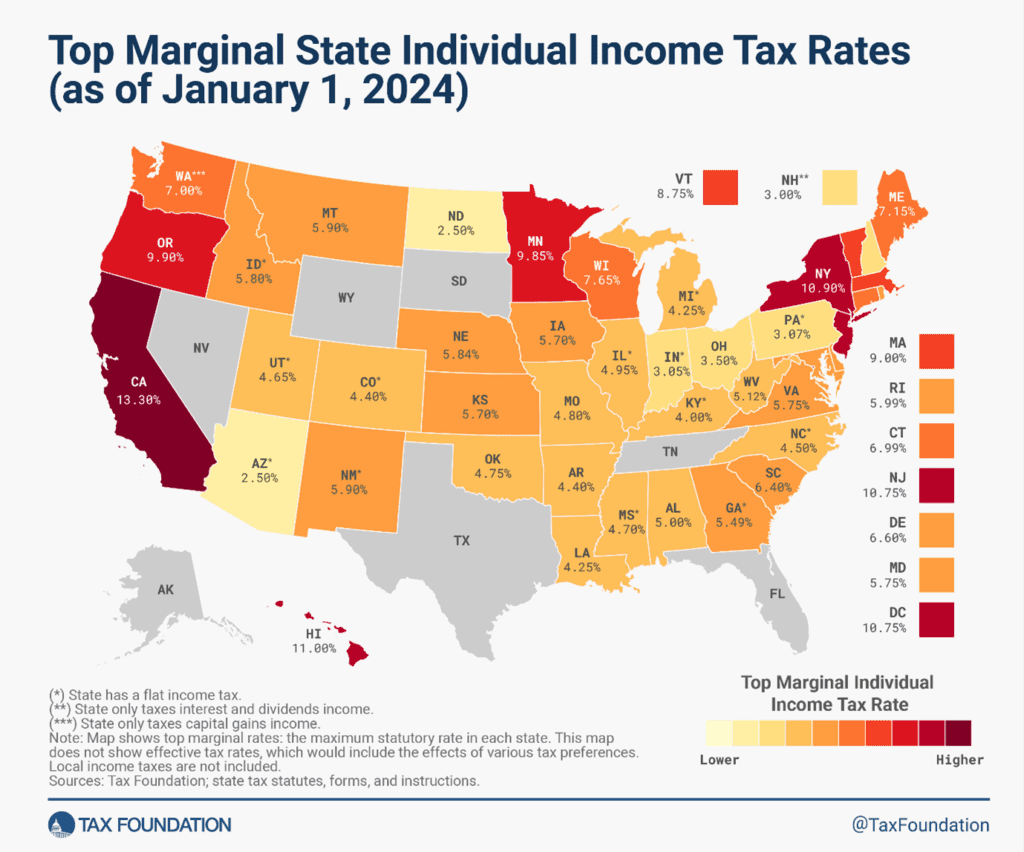 Tax law: income tax by state
