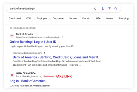 Example of search engine phishing